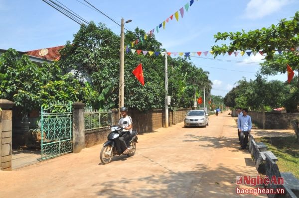Một trong những tuyến đường GTNT đep nhờ nông thôn mới tại xã Nghĩa Bình. Ảnh: Hữu Nghĩa