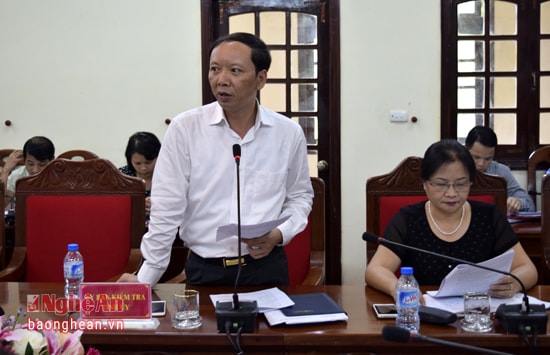 Đồng chí Nguyễn Thanh An - Phó Chủ nhiệm Ủy Ban kiểm tra báo cáo về công tác kiểm tra.