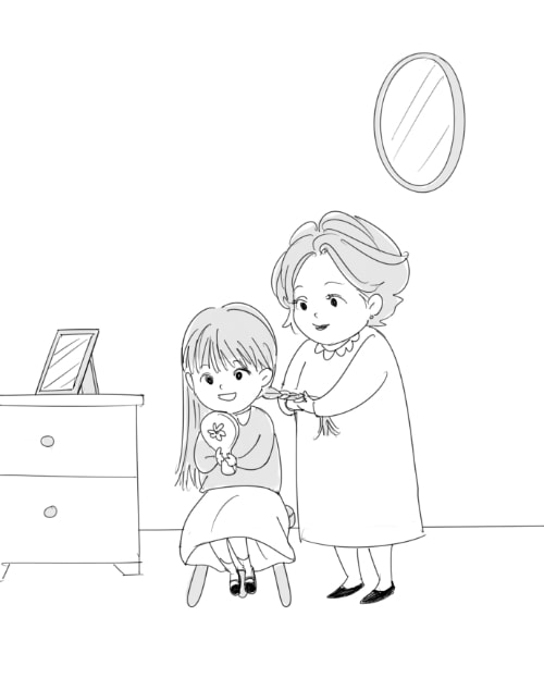 Mẹ dành thời gian chăm chút ngoại hình cho bạn thật xinh đẹp.