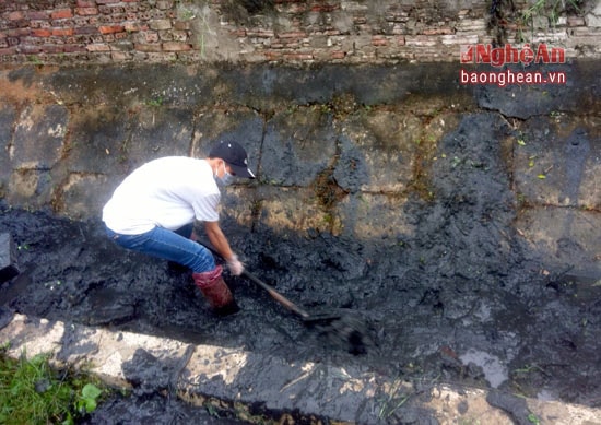 Nhiều đoạn kênh tiêu ách tắc được nạo vét. Ảnh Bích Thủy