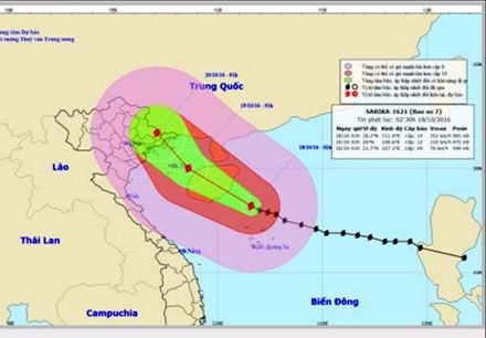 Hình ảnh đường đi và vị trí cơn bão.