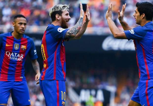  Messi và Suarez khiến Valencia ôm hận. Ảnh: Internet.