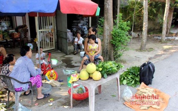 Sinh sống dọc theo Quốc lộ 46, hễ đến mùa nào, người dân lại hái trong vườn mang ra bán ngay trước cổng nhà mình. Tuyến quốc lộ chạy dọc về phía Cửa Lò thường nhiều người qua lại nên các mặt hàng được bán khá đắt khách.