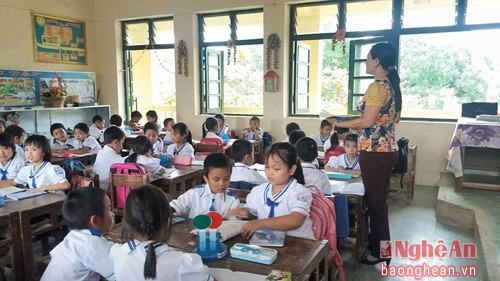 Học sinh lớp 2A, Trường Tiểu học Long Thành thảo luận nhóm.