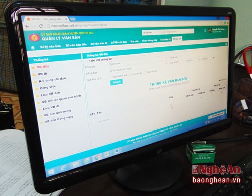 Giao diện phần mềm HCM Gov 2.0. Ảnh tư liệu Báo Nghệ An.