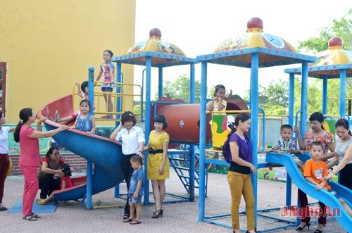 Một góc khuôn viền Trường mầm non Nghi Đức.
