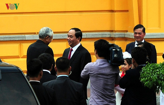 Chủ tịch nước Trần Đại Quang đón Tổng thống Myanmar và Phu nhân thăm chính thức Việt Nam.