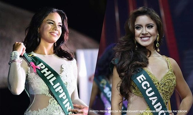 Người đẹp Philippines (trái) và tân Hoa hậu Trái đất. Ảnh: CNN Philippines.