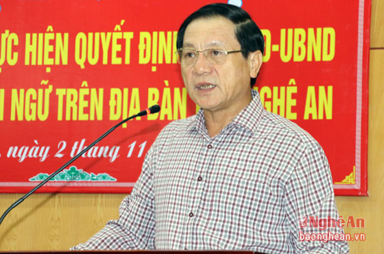 Đồng chí Lê Minh Thông phát biểu tại hội nghị sơ kết