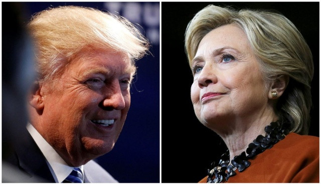 Khoảng cách điểm giữa Donald Trump và Hillary Clinton đang ngày càng thu hẹp. Ảnh Getty