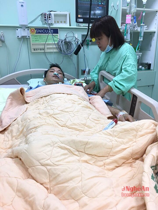 anh Hiền đang được điều trị tại bệnh viện Tam Sui Mả Chia