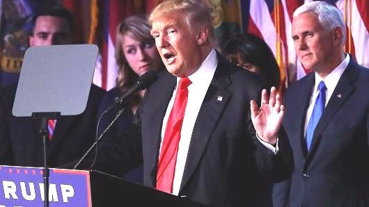 Tổng thống Donald Trump tuyên bố chấp nhận kết quả cuộc bầu cử rạng sáng ngày 9/11. Ảnh: CNBC