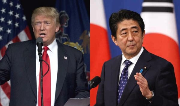 Thủ tướng Nhật Bản Shinzo Abe (phải) và Tổng thống đắc cử Donald Trump.Ảnh: AP