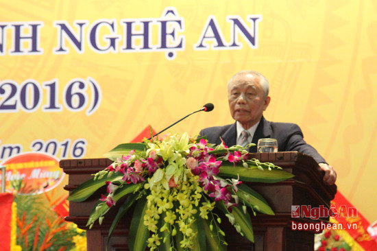 Đồng chí Nguyễn Mạnh Cầm - nguyên Ủy viên Bộ Chính trị, nguyên Phó Thủ tướng Chính phủ phát biểu tại buổi lễ