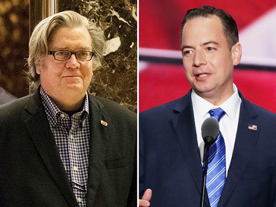 So với ông Reince Priebus (phải), ông Steve Bannon mới là nhân vật số 2 tại Nhà Trắng. Ảnh: Breibart.