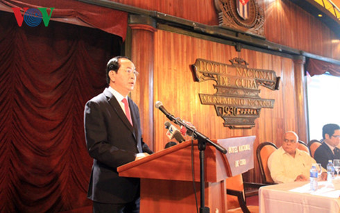 Chủ tịch nước Trần Đại Quang phát biểu tại Diễn đàn doanh nghiệp Việt Nam - Cuba.