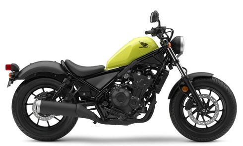 Honda Rebel màu vàng tùy chọn ở bình xăng.