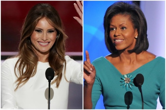  Bà Melania Trump (trái) và bà Michelle Obama. (Ảnh: Eurweb)