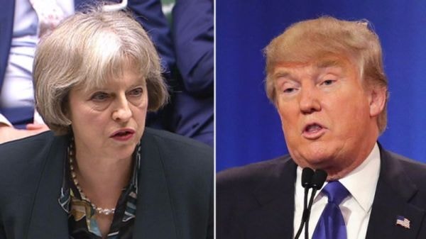 Thủ tướng Anh Theresa May từng phê phán Tổng thống đắc cử của Mỹ Donald Trump về vấn đề người Hồi giáo. Ảnh: Yahoo News