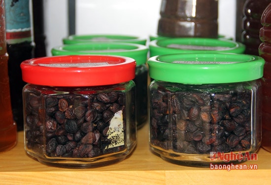 Hạt dổi rừng được bày bán tại gian hàng.