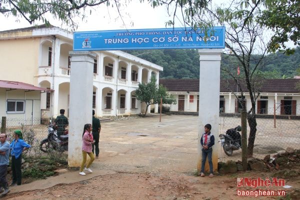 Trường Phổ thông dân tộc bán trú, THCS Na Ngoi, nơi xảy ra một vụ học sinh đánh nhau.Ảnh: hồ Phương