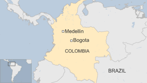 Vị trí thành phố Medellin, Columbia. Đồ họa: BBC.