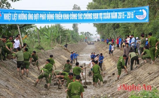 Đoàn viên thanh niên diễn châu nạo vét kênh mương