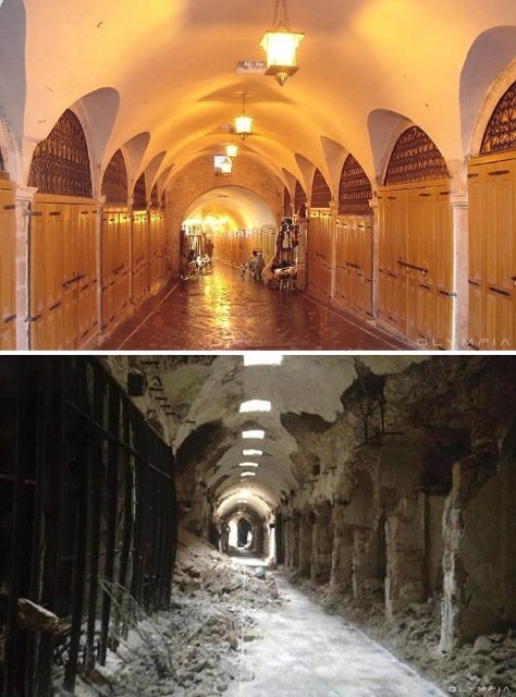 Nhà tắm hơi lịch sử Hamam El Nahasin ở Old City (Aleppo) bị tàn phá thảm  khốc.