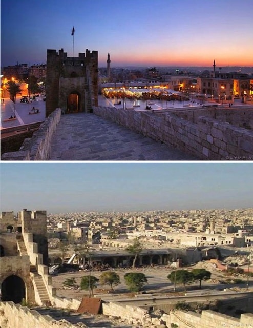 Khu vực tháp cổ của Aleppo bị đổ sập.