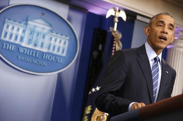 Tổng thống Mỹ đương nhiệm Barack Obama trong buổi họp báo sáng 17-12. (Ảnh: Reuters)