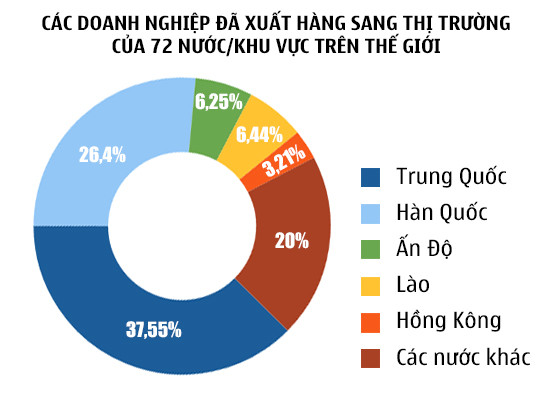 Tỷ lệ kim ngạch xuất khẩu sang các nước/khu vực trên thế giới.