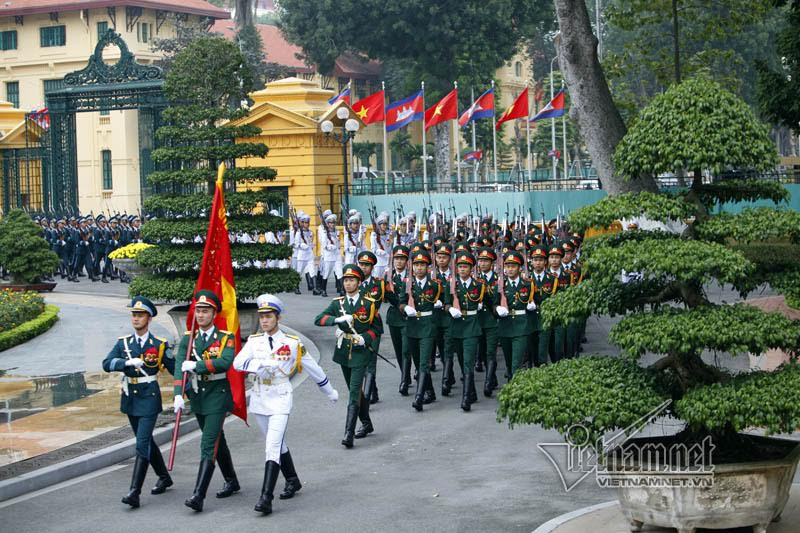 Hình ảnh lễ đón Thủ tướng Campuchia Hun Sen