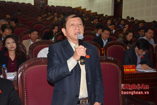 Đại biểu Nguyễn Đình Cát- Chủ tịch UBMTTQ TP Vinh đề nghị TP cần làm rõ các giải pháp nâng cao hiệu quả quản lý nhà nước về công tác quản lý trật tự đô thị.