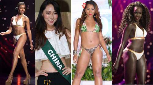 Các thí sinh của Miss Earth và Miss Grand International lộ ngấn mỡ và đùi to khi diện trang phục hở.