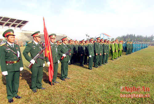 LLVT huyện Diễn Châu ra quân huấn luyện năm 2016.