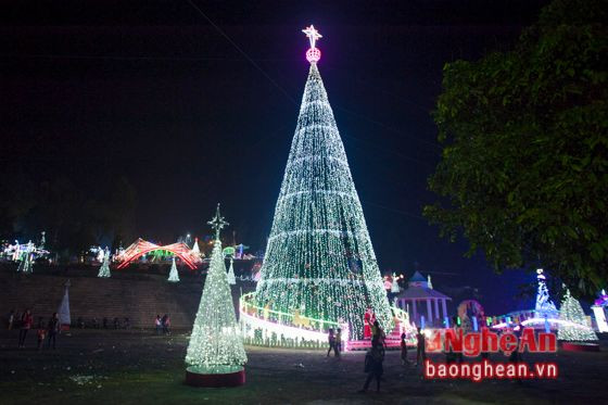 Cây thông - biểu tượng cho niềm hy vọng và sức sống mới, cao gần 40 mét, tương đương với một tòa nhà 10 tầng được dựng lên ở giáo họ Trại Gáo.