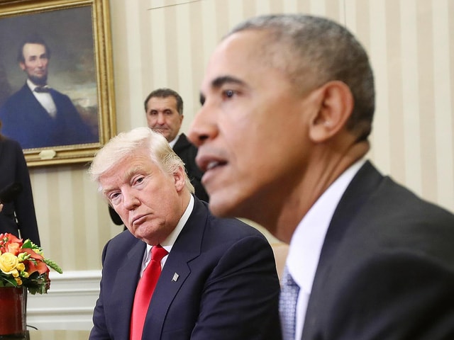 Tổng thống Mỹ Barack Obama (phải) và Tổng thống đắc cử Donald Trump. (Ảnh: Getty)