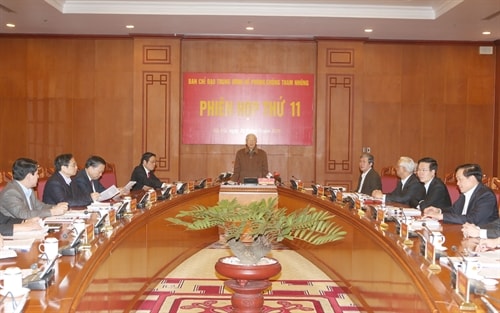 Tổng Bí thư Nguyễn Phú Trọng phát biểu tại Phiên họp thứ 11 Ban Chỉ đạo Trung ương về phòng, chống tham nhũng. Ảnh: Trí Dũng- TTXVN