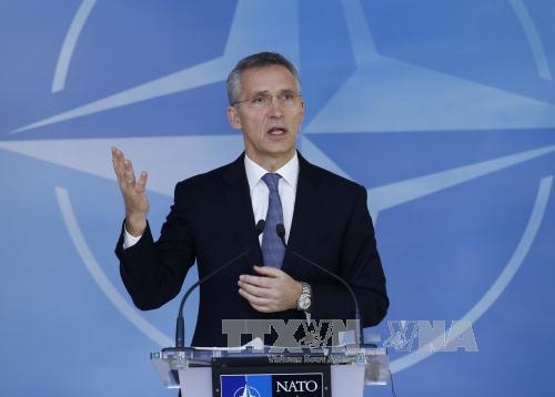 Tổng thư ký Tổ chức Hiệp ước Bắc Đại Tây Dương Jens Stoltenberg tại cuộc họp báo ở Brussels (Bỉ) ngày 6/12. Ảnh: THX/TTXVN