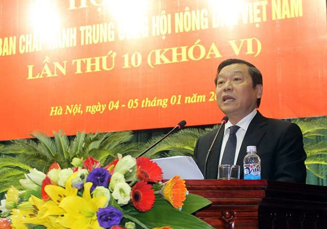 Chủ tịch Hội Nông dân Việt Nam Lại Xuân Môn phát biểu khai mạc Hội nghị - Ảnh: PC