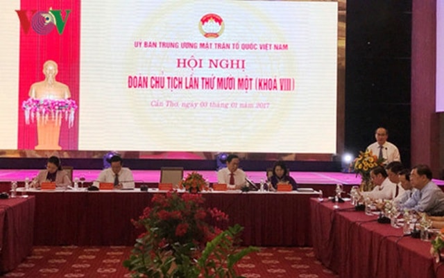 Hội nghị lần thứ 11 Đoàn Chủ tịch Ủy ban Trung ương MTTQ Việt Nam (khóa VIII). Ảnh: VOV