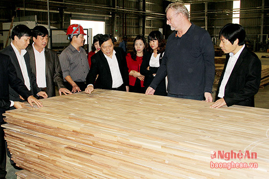 Đồng chí Lại Xuân Môn- Chủ tịch BCH Trung ương Hội NDVN thăm Nhà máy chế biến gỗ của Tập đoàn TH.