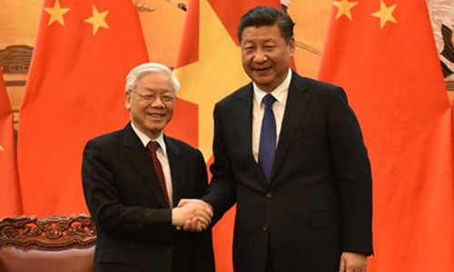 Tổng Bí thư Nguyễn Phú Trọng và Chủ tịch Trung Quốc Tập Cận Bình. Ảnh: VOV.