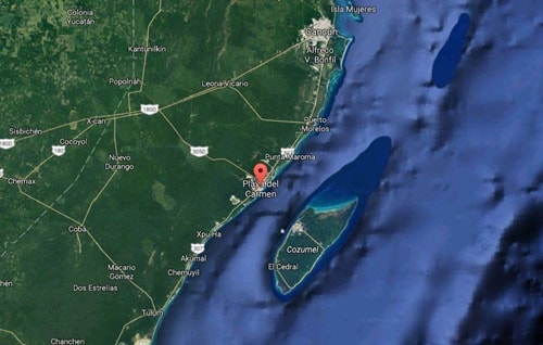 Vị trí khu nghỉ dưỡng Playa del Carmen. Ảnh: Google Map