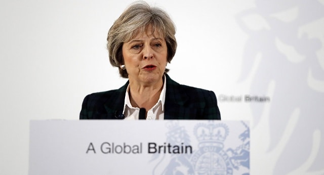 Thủ tướng Anh Theresa May phát biểu về chiến lược Brexit hôm 17/1. Ảnh: AFP