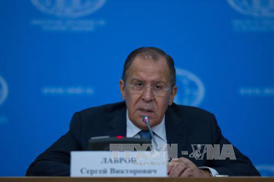 Ngoại trưởng Nga Sergey Lavrov phát biểu tại cuộc họp báo thường niên ở Moskva ngày 17/1. Ảnh: THX/TTXVN
