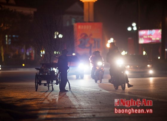 Hai cành đào được bác đạp xích lô mua lại để bán với hi vọng một cái tết đầy đủ hơn, nhưng đến giờ này đào còn đó, tết vẫn chưa về nhà