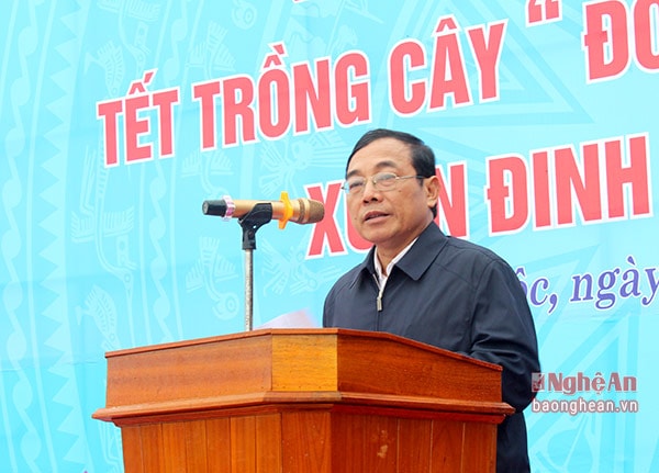 Ông Nguyễn Quang Huy - Chủ tịch Ủy ban MTTQ tỉnh kêu gọi toàn thể nhân dân tỉnh Nghệ An tích cực trồng rừng. Ảnh Nguyên Sơn