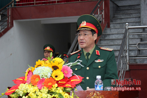 Thiếu tướng Đặng Trọng Quân, Phó Tư lệnh, TMT QK phát biểu tại buổi lễ. Ảnh: Trần Dũng