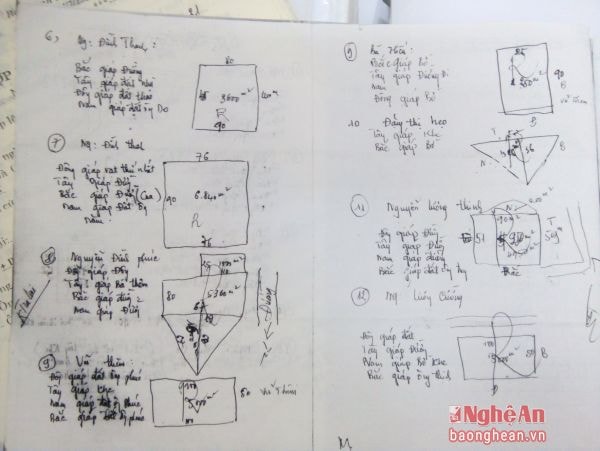 Sơ đồ vẽ tay của xã Tân Thắng từ năm 2002 có phần diện tích đất của bà Vũ Thêm - nay để lại cho  anh Thích.